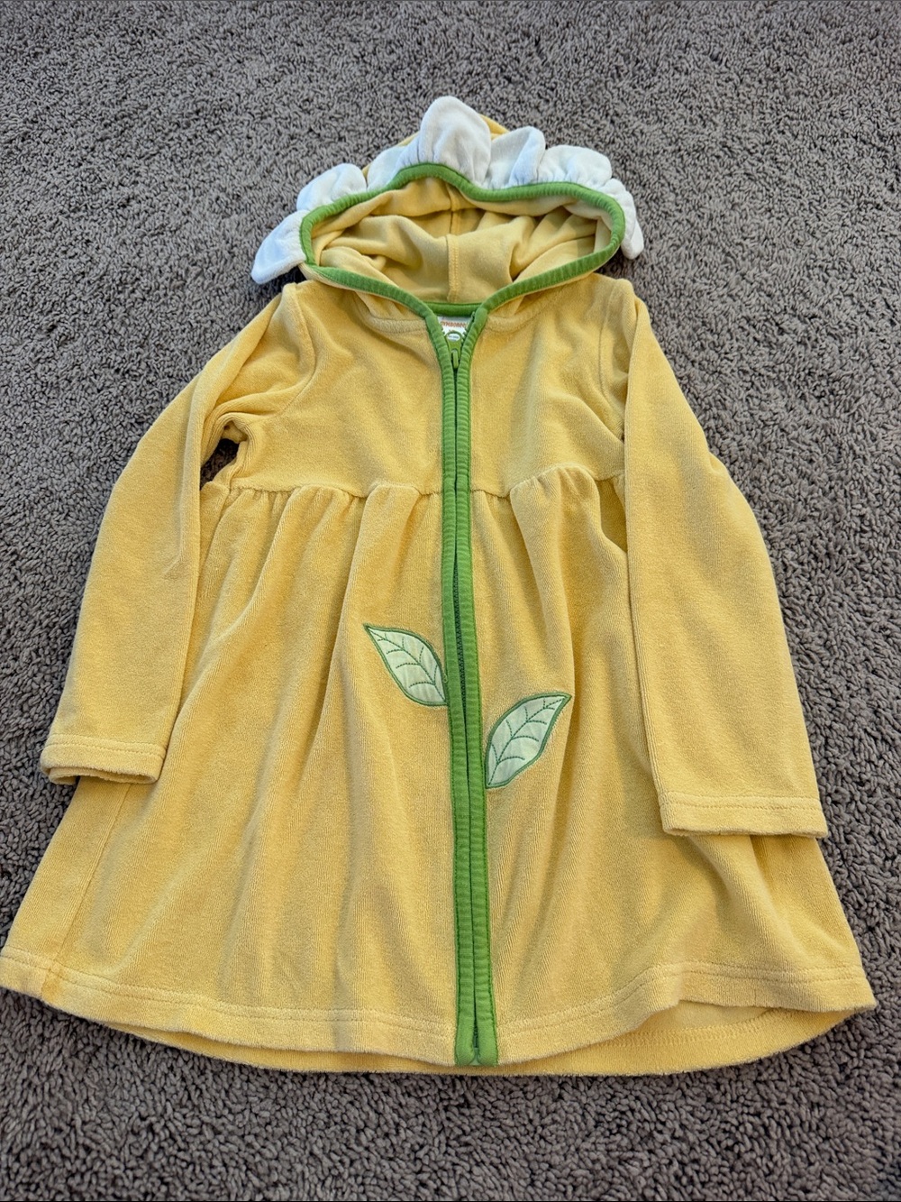 Gymboree Yellow Hooded Flower Coverup with Green Trim